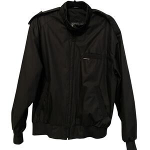 Members Only Jacket Mens Medium Black Classic Bomber Windbreaker Speed Racer
